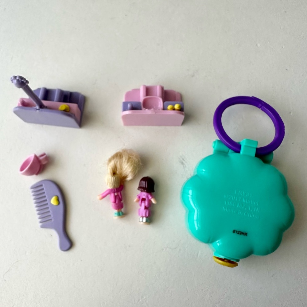 1995 Vintage Polly Pocket Comb 'n Curl Hair Salon and Pocket Fab Studio Compact - Picture 4 of 5